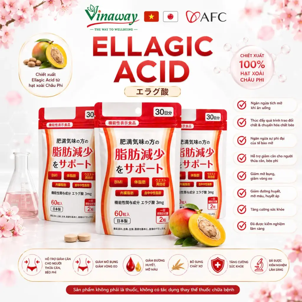 Combo 3 Gói Ellagic Acid - Hỗ trợ giảm mỡ nội tạng