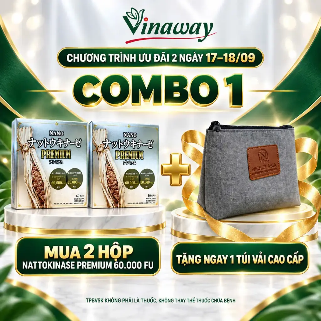 Combo 1: 2 Hộp Nano Nattokinase Premium 60 viên